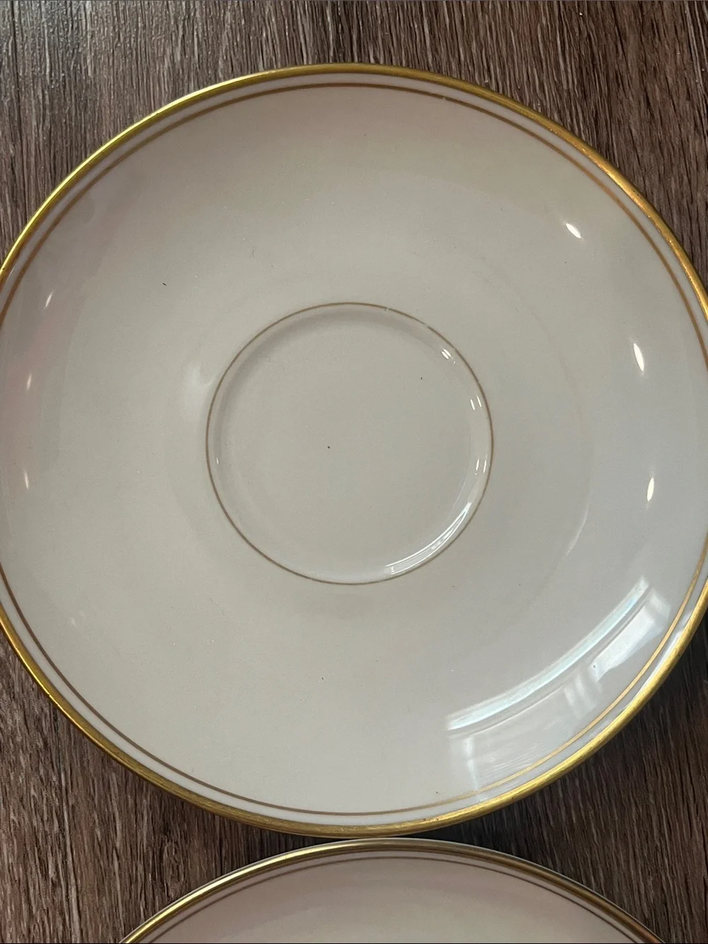 Vintage Franciscan Porcelain Saucers with Gold Rim - Set of 7